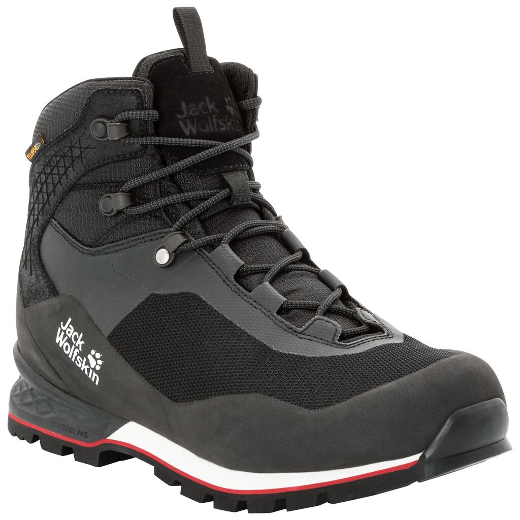 Jack Wolfskin WILDERNESS LITE TEXAPORE MID Chaussures Homme Noir/Rouge - UNQVZWA-91